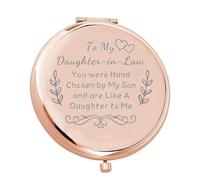 FEELMEM To My Daughter in Law Compact Mirror Bridal Shower Gift Future Daughter in Law Makeup Mirror Bride Wedding Gift (to my daughter in law-2)