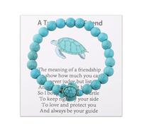 FEELMEM Turtle Bracelet Vacation Jewelry Remember You are Turtley Awesome Jewelry Tropical Beach Jewelry Turtle Charm Gifts, M, Cotton, Agate