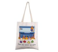 FEELMEM Valley Game Tote Bag Peace Was Never An Option Stardew Video Game Reusable Grocery Bag Farming Adventure Gaming Gift (beige)