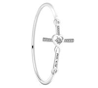 FEELMEM Verse Bible Philippians 4:13 Bracelet I Can Do All Things Through Christ Who Strengthens Me Cross Charm Bracelet, S, Copper, .na