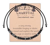 FEELMEM Wanderlust Morse Code Bracelet Mountain Explore Wanderlust Journey Gifts Hiking Camping Gifts for Traveler, M, Eco-friendly, Agate