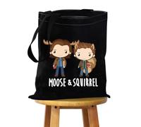 FEELMEM Winchester Brothers Moose & Squirrel Tote Bag Dean & Sam Fans Gift TV Show Merchandise Movie Lover Shopping Bag