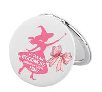 FEELMEM Witch Musical Glinda Compact Mirror Goodness Musical Lover Gift Witch Movie Merch Makeup Mirror For Theater Glinda Fan (beige)