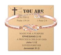 FEELMEM You are Braver Stronger Smarter Than You Think Bracelet to My Daughter Gift Bible Verse Birthday Baptism Gifts, M, Cooper, Agate