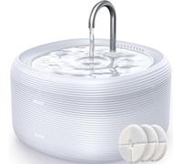 FEELNEEDY 3.2L/108oz Cat Water Fountain for Drinking, Pet Water Fountain with 3 Replacement Filters, Upgraded Silent Pump, BPA-Free, LED Indicator Light (White)