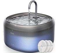 FEELNEEDY 3.2L/108oz Cat Water Fountain for Drinking, Pet Water Fountain with 3 Replacement Filters, Upgraded Silent Pump, BPA-Free, LED Indicator Light (Black)