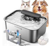 FEELNEEDY 3 Gal Stainless Steel Dog Water Fountain for Large Dog, Pet Water Fountain, Dog Water Bowl Dispenser with Water Level Window, Super Quiet for S-L Dogs and Multi-Pet, Easy to Clean(FN-W13)