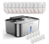 FEELNEEDY 3 Gal Stainless Steel Dog Water Fountain for Large Dog, Pet Water Fountain, Dog Water Bowl Dispenser with Water Level Window, Super Quiet for S-L Dogs and Multi-Pet +10 Filters