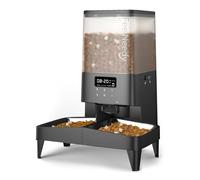 FEELNEEDY 5L Automatic Pet Feeder, Automatic Cat Feeder with Timer, Up to 6 Meals per Day with 2 Detachable Cat Bowls, Battery/Plug-in Power, 10s Voice Recording