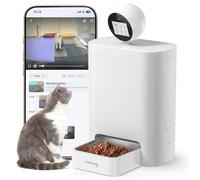 FEELNEEDY Automatic Cat Feeder with Camera, 2K 360° Pan/Tilt HD, AI Motion Detection, Auto-Capture & Video Editing, User Sharing, Dual Power & Anti-Jam Design, 5.5L for Cats & Small to Medium Dogs