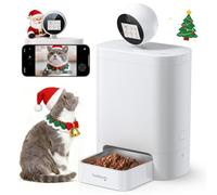 FEELNEEDY Automatic Cat Feeder with Camera, 2K 360° PTZ Night Vision & 2-Way Audio, 2.4G/5G Food Dispenser, IPS Display & APP Control Timer, 5.5L Smart Video Recording Pet Feeder for Cats/Dogs