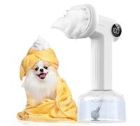FEELNEEDY Automatic Foaming Soap Dog Bath Brush, Foaming Dispenser with Soft Silicone Massage Dog Shampoo Brush, One-click Deep Cleaning Dog Washing Brush for Short and Long Haired Pet, White