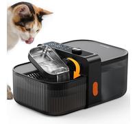 FEELNEEDY Cat Water Fountain for Drinking No Filters, Wastewater Separation, Stainless Steel Bowl, 3000mAh 3.5L/123oz Smart Pet Water Fountain for Indoor Cats & Dogs Dispenser, Black