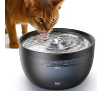 FEELNEEDY Drinking Fountain for Cats - 3L Cat Fountain Quiet with Activated Carbon Filter - Stainless Steel Drinking Bowl - Transparent Water Tank - Water Fountain for Cats - Black