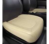 FEELON 2 Pieces ZC Car Seat Covers Front Bottom Seat Cushion Covers, Waterproof Nappa Leather, Anti-Slip and Wrap Around The Bottom, Universal Auto Interior Fit for Sedans SUV Pick-up Truck, Beige