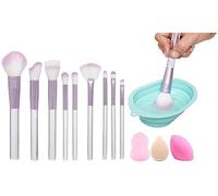 Feelon Makeup Brushes 9Pcs Makeup Brush Set Premium Synthetic Powder Foundation Contour Blush Concealer Eye Shadow Blending Liner Make Up Brush Kit (Purple)