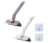Feelorna 2Pcs Multi-Function Rotating Crevice Cleaning Brush, 360°Rotating Hard Bristle Cleaning Brushes with 2 Self Adhesive Hooks, Dead Corners Gap Cleaning Brush for Window Kitchen Restroom
