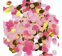 Feelorna Wedding Confetti, 50 g Round Sparkling Pink Gold Confetti 1 Inch Table Paper Confetti for Balloons Wedding Birthday Anniversary Decoration (Pink Gold)