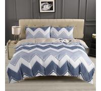 Feels Home Complete Set Bliss Silver Wave 4 piece bedding set - King Duvet Cover, Fitted Sheet & 2 Pillowcases | Breathable, Fade Resistant & Comfortable