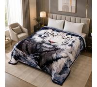 Feels Home Faux Fur Throw Digital Animal Print Blanket Warm Fluffy Fleece Lightweight Snow TIger Jungle Animal Throw King Sofa Bed Coverlet