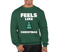 Feels Like Xmas Tree Sweatshirt for Adults Novelty Ugly Sweaters Xmas Jumper Day Funny Rude Sexy Matching Pullover for Girls Boys Christmas Collection Star Sweater for Men Women(Bottle Green, M)