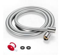 FEELSO Shower Hose 1.6m, PVC Smooth Shower Pipe, Leakproof Universal Standard G1/2 Long Shower Hose for Anti-Explosion & Anti-Kink & High Pressure Resistant, Replacement Shower Pipe (Silver)