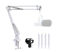 FEELWORLD AMS1 Microphone Boom Arm, Adjustable Mic Arm Stand with 3/8” to 5/8” Screw, Compatible with PM1 and other Mics for Podcast Straming Gaming Studio (White)