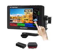 FEELWORLD F5 PRO X 1600nits Camera Monitor, 5.5 Inch HDR IPS Field DSLR 1920x1080FHD Touch Screen with 2800mAh Battery & Case, 4K 60Hz HDMI 3D LUT Waveform Peaking Focus Zebra