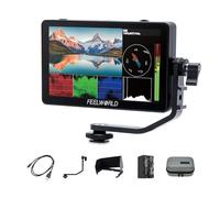 FEELWORLD F6 Plus V2 6 inch DSLR Camera Field Touch Screen Monitor with F750 Battery 4400mAh and Bag, Waveform HDR LUT 1920x1080 IPS Video Peaking Focus Assist 4K HDMI 8.4V DC in Out