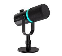 Feelworld PM1 XLR/USB Dynamic Microphone for Podcast Recording, Gaming PC Computer Mic with RGB Light, Mute, Headphones Jack, Desktop Stand, XLR Cable for Studio YouTube VoiceOver