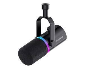 Feelworld PM1 XLR/USB Dynamic Microphone for Podcast Recording with RGB Lights, Mute, Headphone Jack Gaming PC Computer Microphone for Studio, YouTube