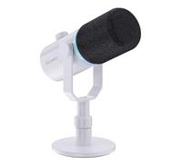 FEELWORLD PM1 XLR/USB Dynamic Microphone for Recording Podcasts, White Form Factor, Gaming PC Microphone with RGB Lighting, Mute, Headphone Jack, Desktop Stand, XLR Cable