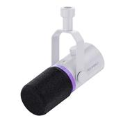 FEELWORLD PM1 XLR/USB White Dynamic Microphone for Recording Podcasts, PC Gaming Microphone with RGB Light, Mute Function, Headphone Jack, USB Type-C White Cable