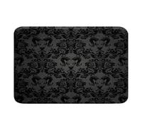 Feelyou Adults Gothic Bathroom Rugs 16"x24" Dark Olive Green Damask Bath Mats Goat Head Bohemia Boho Bathroom Accessories Goth Vintage Victorian Baroque Floral Floor Doormats