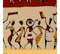 Feelyou African Woman Themed Fabric by The Yard, African Pattern Upholstery Fabric for Chairs, Traditional Exotic Style Decorative Fabric for Upholstery and Home DIY Projects, 1 Yard, Yellow Red