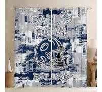 Feelyou American Football 30%-50% Room Darkening Blackout Curtain Dallas Curtains for Bedroom Living Room (2 Panels, 42 x 84 Inch) Football City Blackout Curtains Rugby Sports Window Treatments