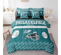 Feelyou American Football Comforter Set with Sheets 7 Piece Full Size Philadelphia Bed in a Bag Kids Boys Girls Football City Gift Bedding Set Bedroom Decor Breathable Soft Microfiber