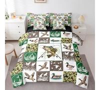 Feelyou Big Pike Fish 7 Piece Bedding Set Twin Size for Boys Teens Kids Duck Hunting and Fishing Themed Comforter Set with Sheets Hunter Wild Animals Bed in a Bag Home Decor