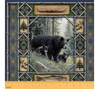 Feelyou Black Bear Fabric by The Yard Rustic Lodge Cabin Upholstery Fabric for Chairs, Wildlife Decorative Waterproof Outdoor Fabric, 1 Yard Polyester