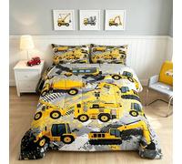 Feelyou Boys Cartoon Car Bedding Set Twin Size Kids Construction Vehicles Comforter for Kids Children Cartoon Machinery Truck Comforter Set Construction Site Cars Duvet Set Full Size 3Pcs