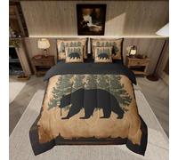 Feelyou Cabin Rustic Bear Comforter Set with Sheets Queen Size Kids Wild Animal Farmhouse Bed in a Bag for Boys Girls Teens Nature Wildlife Wooland Hunting 7 Pieces Bedding Set Soft