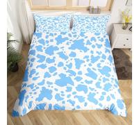Feelyou Cow Print Duvet Cover Twin Size Kids Blue White Comforter Cover Set for Boys Girls Teens Cartoon Milk Cow Bedding Set Breathable Animal Bedspread Cover Farmhouse Quilt Cover