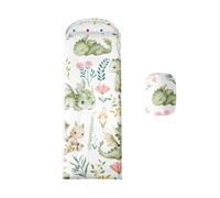 Feelyou Cute Dino Kids Sleeping Bag Green Dinosaur Jungle 50-77℉ 3 Season Warm Cold Weather Sleeping Bags Portable Outdoor Indoor Cartoon Animals Floral Adults Lightweight Waterproof