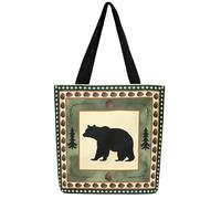 Feelyou Deer Canvas Tote Bags Moose Lodge Large Capacity Shoulder Handbags, Green Black, 16"X20"