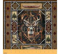 Feelyou Deer Hunting Fabric by The Yard Wildlife Upholstery Fabric for Chairs, Rustic Cabin Country Decorative Waterproof Outdoor Fabric, 3 Yards Polyester