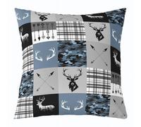 Feelyou Deer Hunting Throw Pillow Covers 1 Pcs Camo Square Cushion Covers Camouflage Pillow Case Antlers Cushion Case for Couch Sofa Bedroom Decor 16 x 16-Inch
