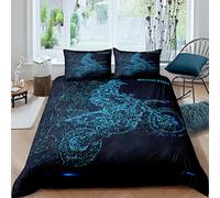 Feelyou Dirt Bike Duvet Cover Motocross Racer Extreme Sports Bedding Set for Kids Boys Teens Racing Motorcycle Comforter Cover Motorbike Bedspread Cover Bedroom Collection 3Pcs Queen Size