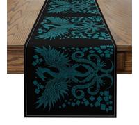 Feelyou Dragon Table Runner,13 x 72 Inch Green Magical Dragon Dresser Scarfs Dark Fantasy Dresser Runners Table Decor Home Kitchen Dining