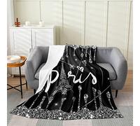 Feelyou Eiffel Tower Plush Throw Blanket, for Glitter Paris Black Glitter Diamond Sweetheart Flannel Fleece Blanket Decorative Geometry All Season,Bed Blanket 40"x50"