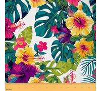 Feelyou Flower Fabric by The Yard 3 Yards Palm Leaf Decorative Waterproof Outdoor Fabric for Boys Girls Floral Blossom Upholstery Fabric for Chairs Botanical Nature Theme DIY Reupholstery Fabric